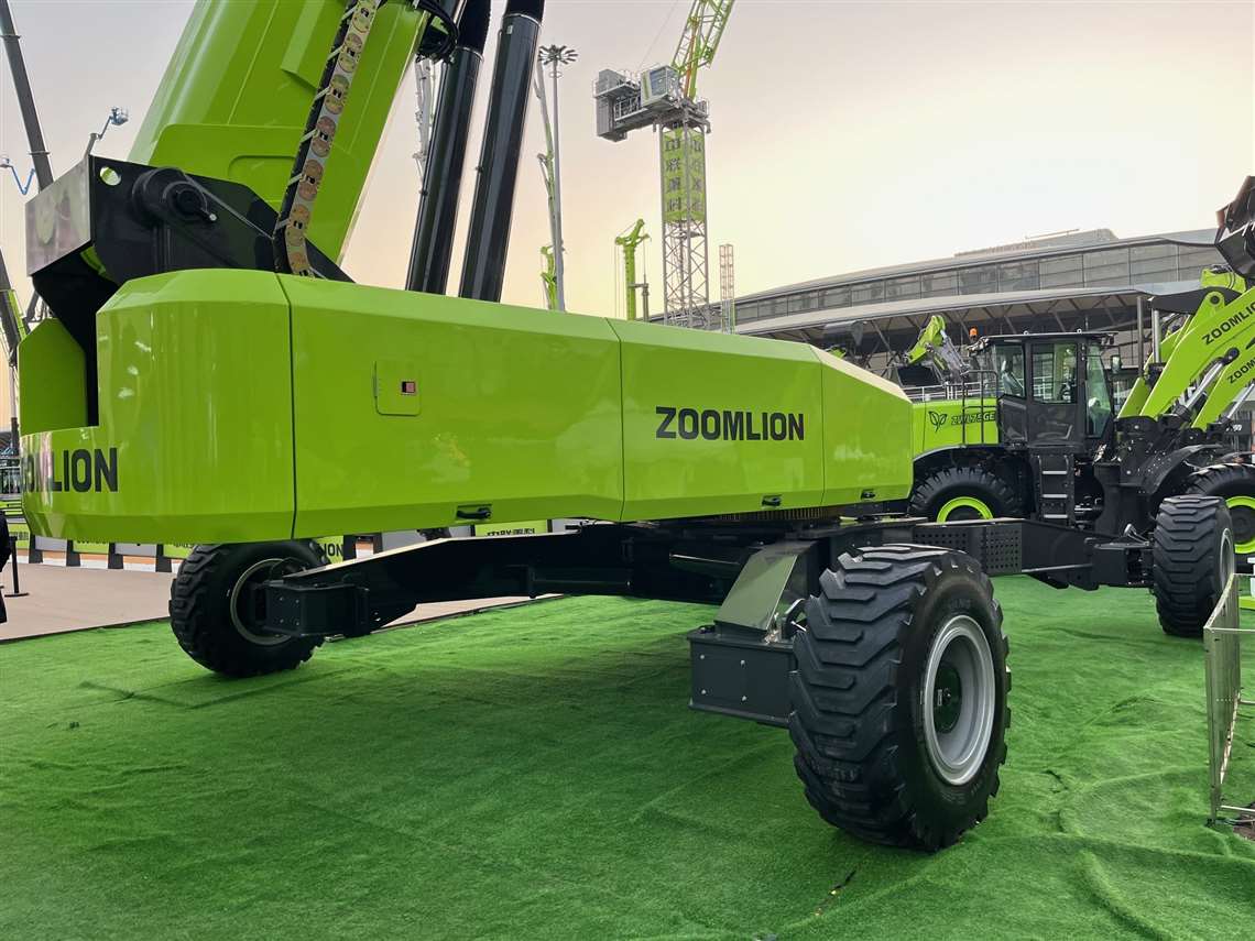 Photo of Zoomlion's new ZT82J boom at the 2024 Bauma China show. (Photo: KHL)