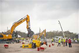 An excavator on the operator obstacle course