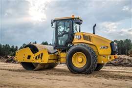 The Cat CS13 GC soil compactor weighs in at 12,655kg