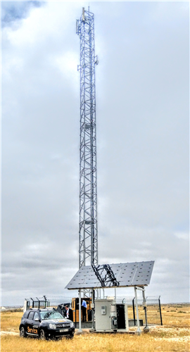 Caterpillar hybrid microgrid power system for telecommunications towers